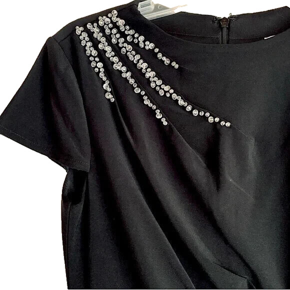 NWT Mac Duggal 11670‎ Slit Gown with Side Beaded Sequins Black Sz 8 $398 - Picture 4 of 6